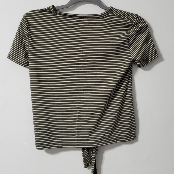 J. Crew Green Striped Knot tee Women's XXS - Picture 4 of 5